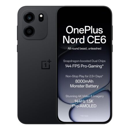 OnePlus Nord CE6 | 8GB+256GB | Lunar Pearl | Snapdragon 7s Gen 4 | Segment's Fastest Touch Response | 8000mAh Battery | 144Hz 1.5K AMOLED Display | 50MP Main + 32MP Selfie 4K Cameras | IP66,68,69,69K (Lunar Pearl | Fresh Blue | Pitch Black)