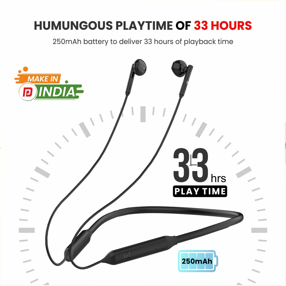 Portronics Harmonics Z5 Wireless Bluetooth Stereo Headset with 33Hrs Playtime, Double EQ Mode, 14.2 mm Dynamic Drivers, Click Action Buttons(Black | Blue | White | Purple | Read) - Image 35
