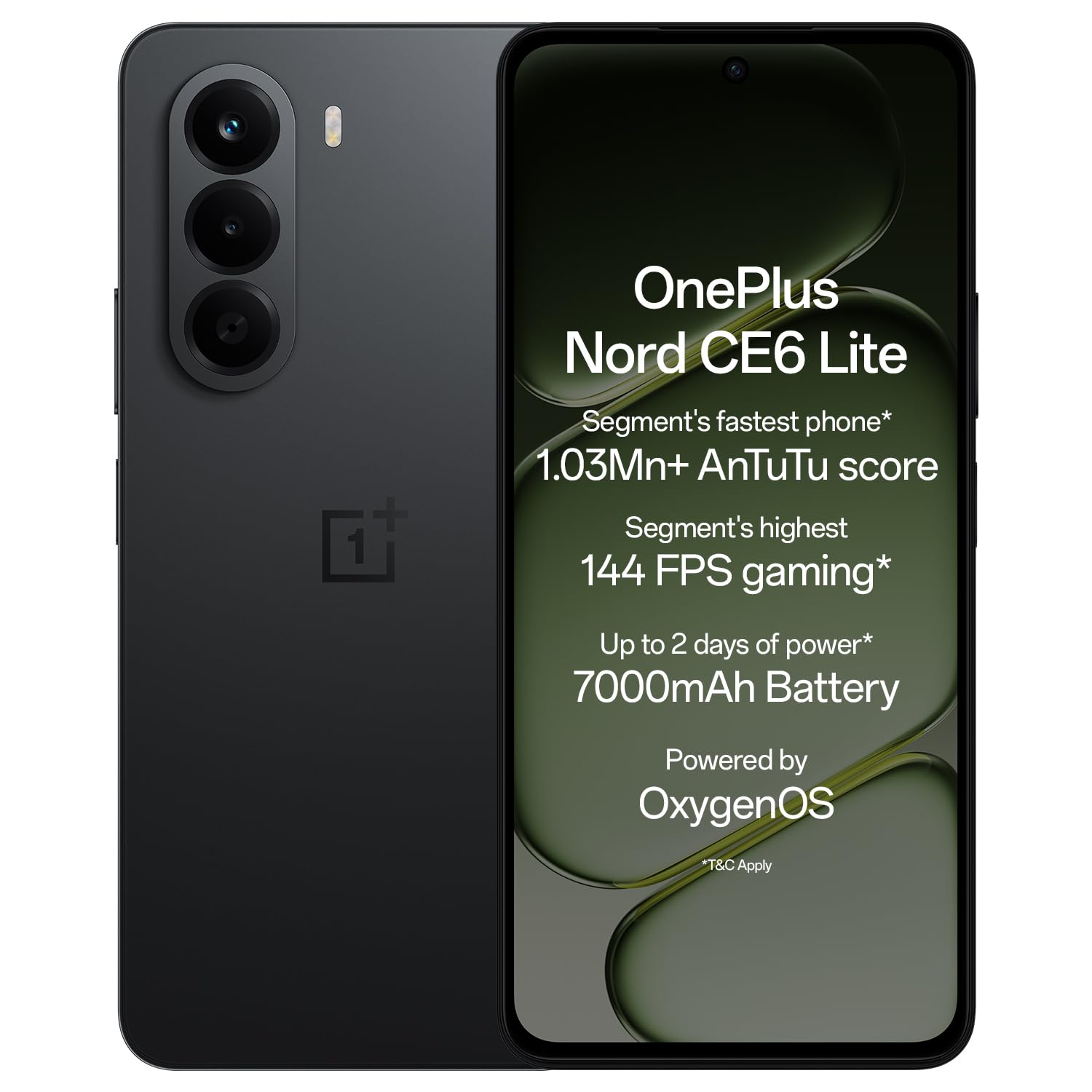 OnePlus Nord CE6 Lite | 6GB+128GB | Vivid Mint | Segment's Fastest Dimensity 7400 Apex Processor | 7000mAh Battery | Segment's Highest 144Hz Refresh Rate | 50MP Main Camera, 4K Video Recording ( Hyper Black | Vivid Mint)