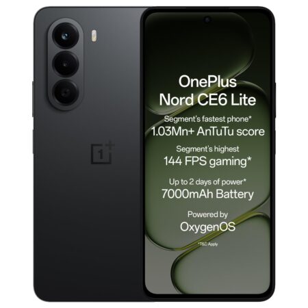 OnePlus Nord CE6 Lite | 8GB+256GB | Segment's Fastest Dimensity 7400 Apex Processor | 7000mAh Battery | Segment's Highest 144Hz Refresh Rate | 50MP Main Camera, 4K Video Recording ( Hyper Black | Vivid Mint)