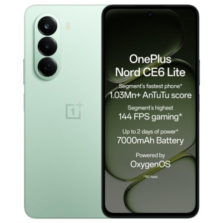 OnePlus Nord CE6 Lite | 6GB+128GB | Vivid Mint | Segment's Fastest Dimensity 7400 Apex Processor | 7000mAh Battery | Segment's Highest 144Hz Refresh Rate | 50MP Main Camera, 4K Video Recording (Vivid Mint | Hyper Black)