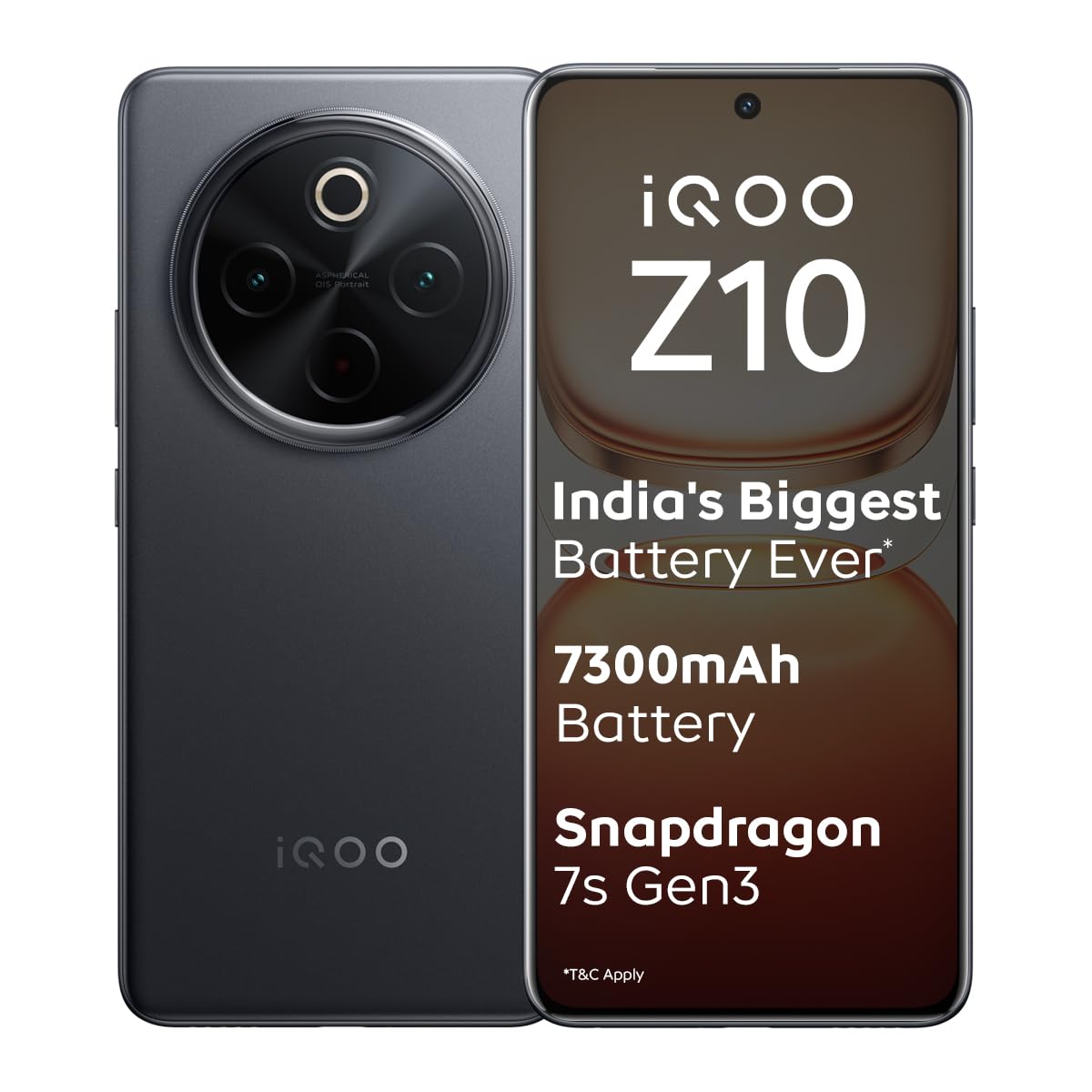 iQOO Z10 5G (8GB RAM, 128GB Storage) | India's Biggest Ever 7300 mAh Battery | Snapdragon 7s Gen 3 Processor | Brightest Quad Curved AMOLED Display in the Segment (Glacial Silver | Stellar Black)