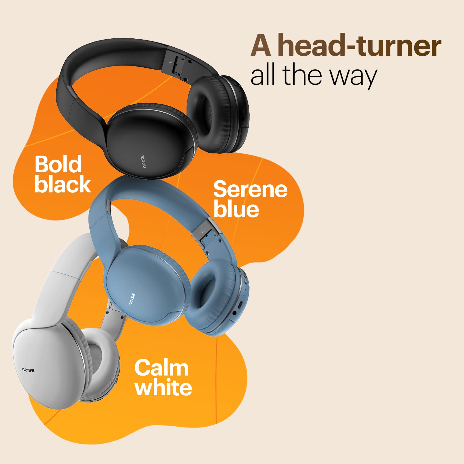 Noise Two Wireless On Ear Headphones with 50 Hours Playtime, Low Latency(up to 45ms), 4 Play Modes, Dual Pairing, BT v5.3, (Bold Black | Serene Blue | Calm White) - Image 8