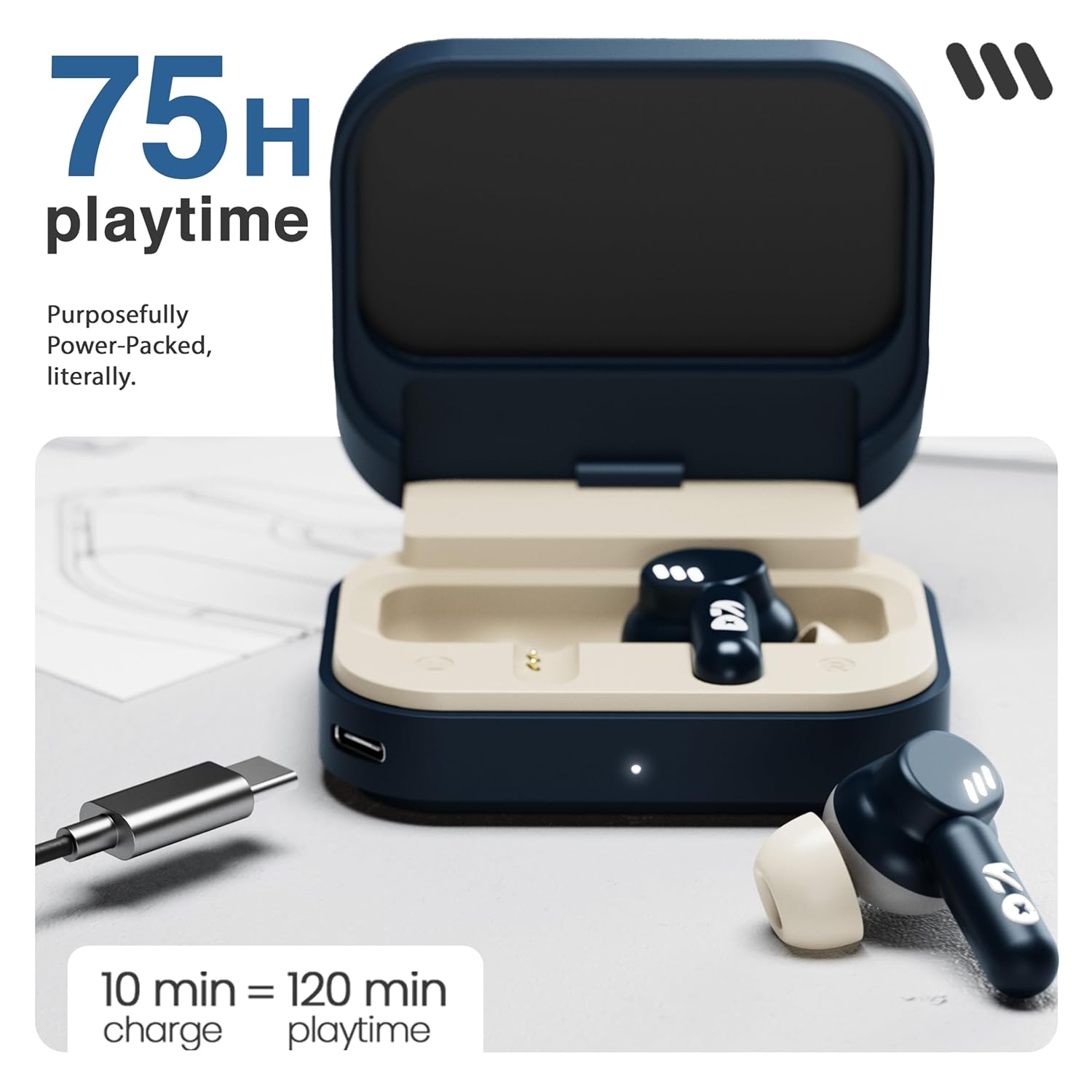 GOBOULT Tenet TWS Earbuds with 75H Playtime, Amp App Support, Quad Mic ENC, Dual Device Pairing Buds, 13mm Driver Ear Buds, Bluetooth 5.4 Wireless Earbuds (Midnight Blue) - Image 12