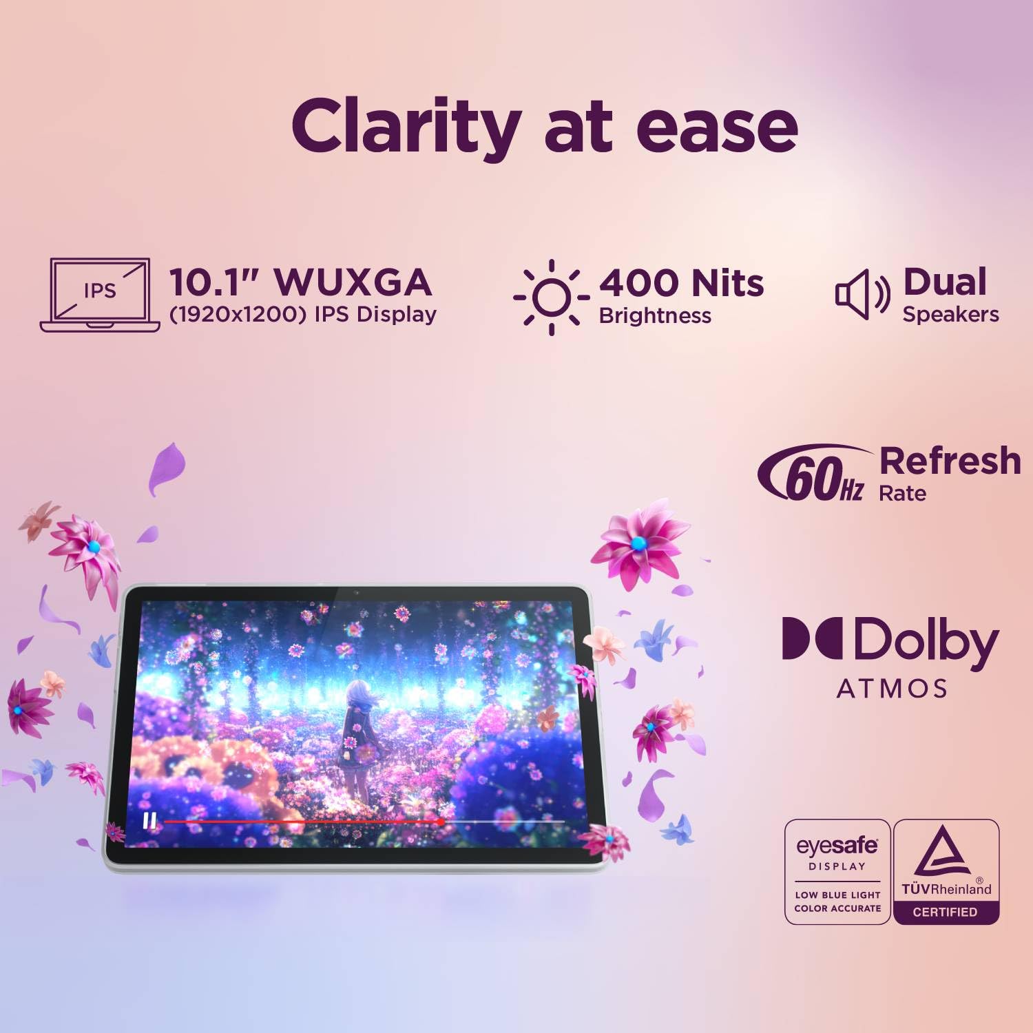 Lenovo Tab (Smartchoice) | 10.1 Inch Display| Wi-Fi Only| 4 GB RAM + 64 GB ROM (Expandable up to 1 TB)| Metal Body| Dual Speakers with Dolby Atmos| Android 14| Color, (Polar Blue | Grey) - Image 22