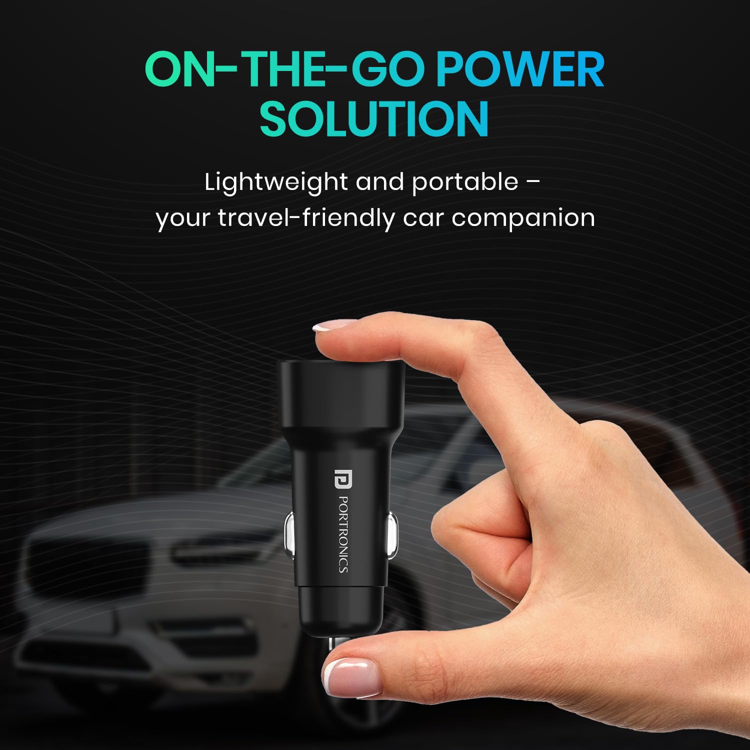 Portronics 80W Dual Output Fast Car Charger with Type-C PD & USB, LED Indicator, Charging Adapter Compatible with Cars for iPhone & Android Smartphone, Smartwatch, Earbud, Power Bank (Black), (Black) - Image 4