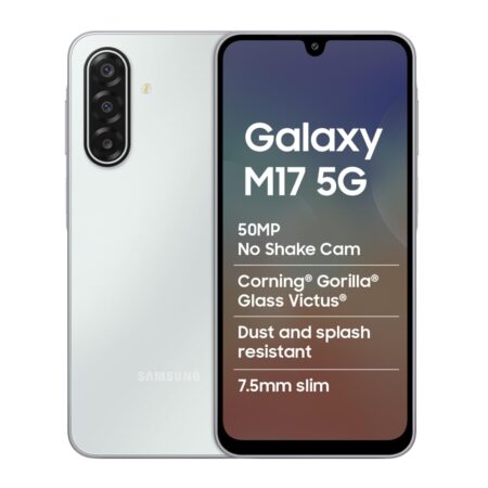 Samsung Galaxy M17 5G Mobile (Sapphire Black, 8GB RAM, 128GB Storage) | 50MP OIS Triple Camera | Gorilla Glass Victus | IP54 | 6 Gen OS Upgrades | AI | Gemini Live | Lag-Free Gaming | Without Charger (Sapphire Black | Moonlight Silver)