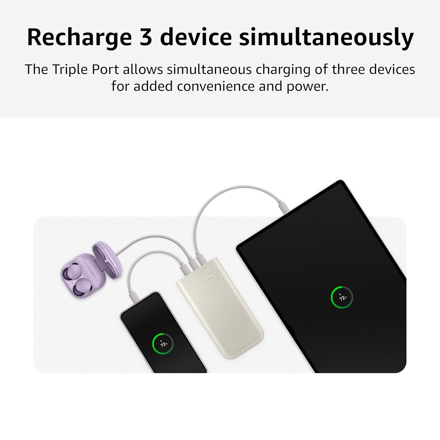 Samsung Galaxy 20000mAh Power Bank, Wired Battery Pack (Gray) - Image 4