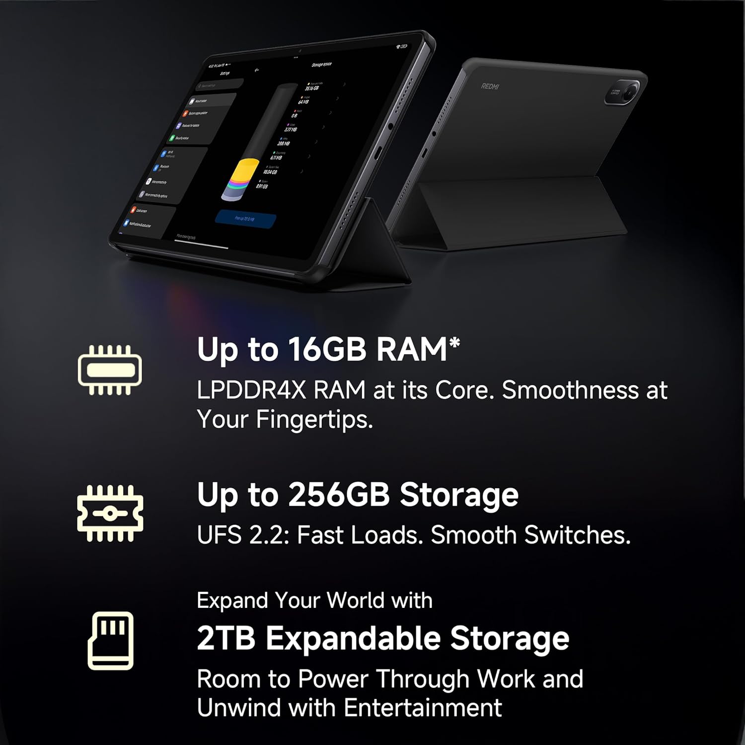 Redmi Pad 2 Wi-Fi + Cellular, Active Pen Support, 27.94cm(11") Model, 2.5K Sharp & Clear Display, 6GB, 128GB, All Day & More 9000mAh Battery, AI-Enabled, Dolby Atmos, HyperOS 2, (Graphite Grey | Sky Blue) - Image 7
