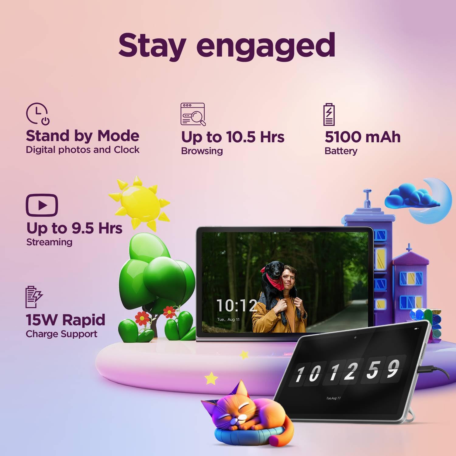 Lenovo Tab (Smartchoice) | 10.1 Inch Display| Wi-Fi Only| 4 GB RAM + 64 GB ROM (Expandable up to 1 TB)| Metal Body| Dual Speakers with Dolby Atmos| Android 14| Color, (Polar Blue | Grey) - Image 20