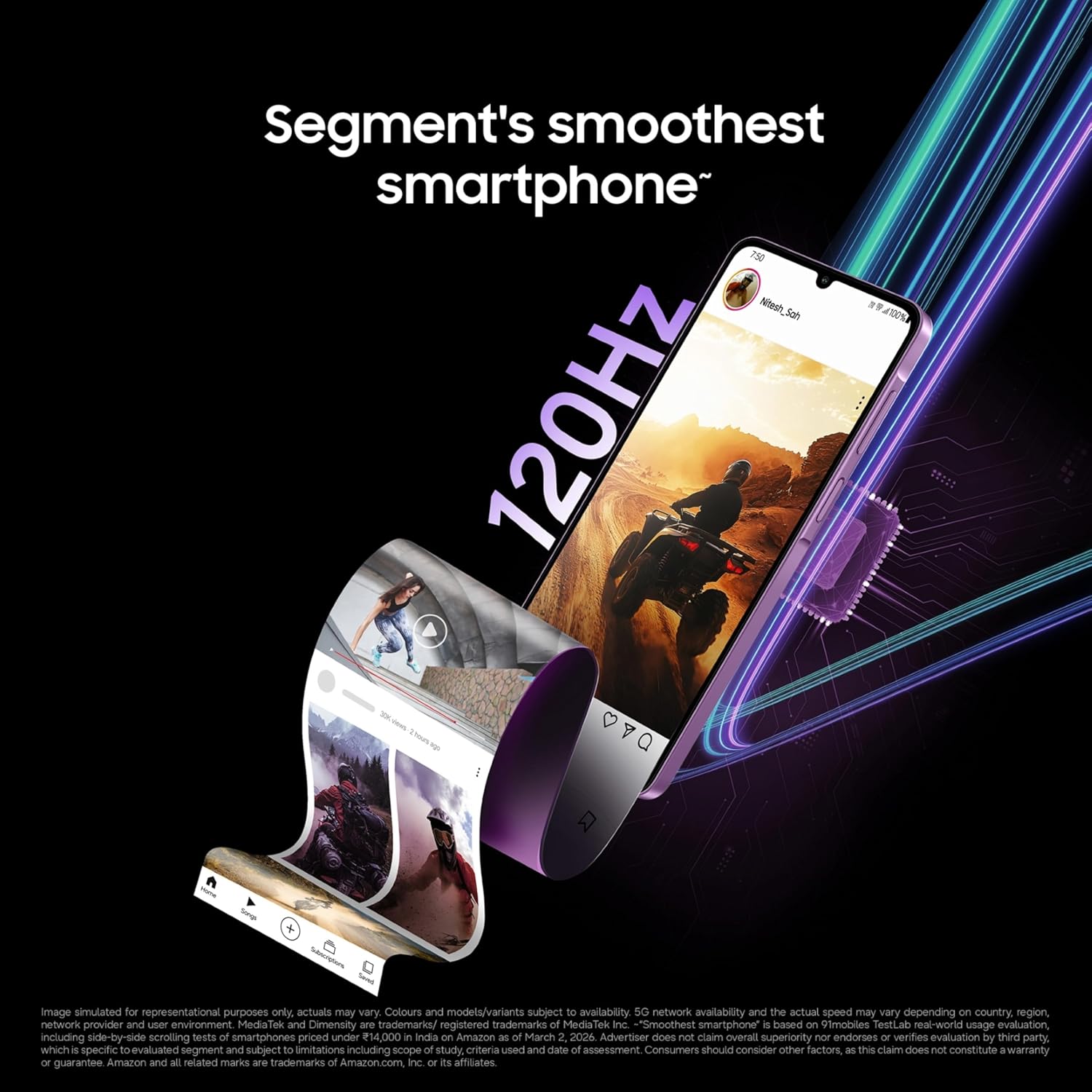 Samsung Galaxy M17e 5G Mobile (Vibe Violet, 4GB RAM, 128GB Storage) | Smoothest 120 Hz Refresh Rate| Monster 6000 mAh Battery | IP54 | 6 Gen OS Upgrades | AI | Gemini Live | Without Charger (Blitz Blue | Vibe Violet) - Image 9