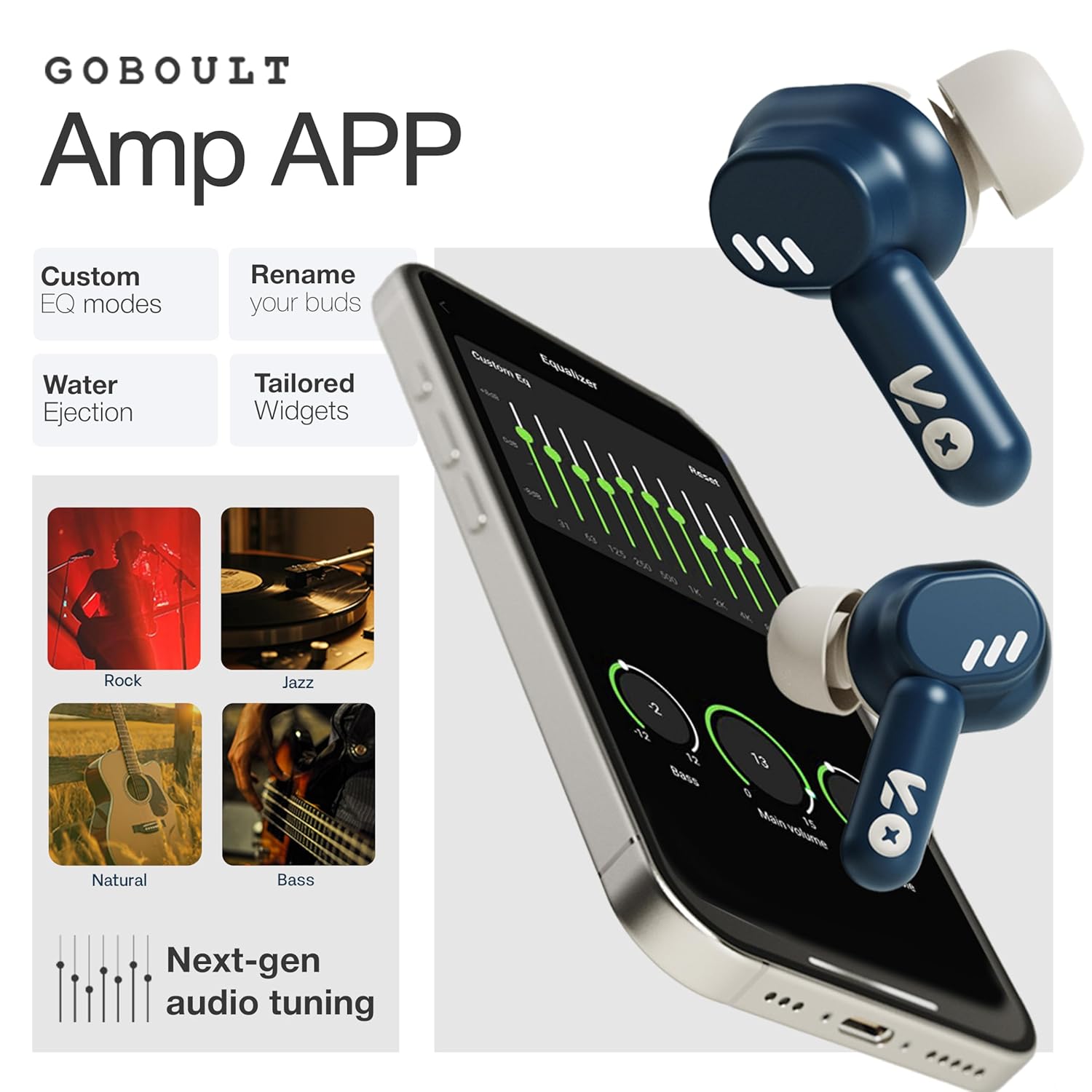 GOBOULT Tenet TWS Earbuds with 75H Playtime, Amp App Support, Quad Mic ENC, Dual Device Pairing Buds, 13mm Driver Ear Buds, Bluetooth 5.4 Wireless Earbuds (Midnight Blue) - Image 13