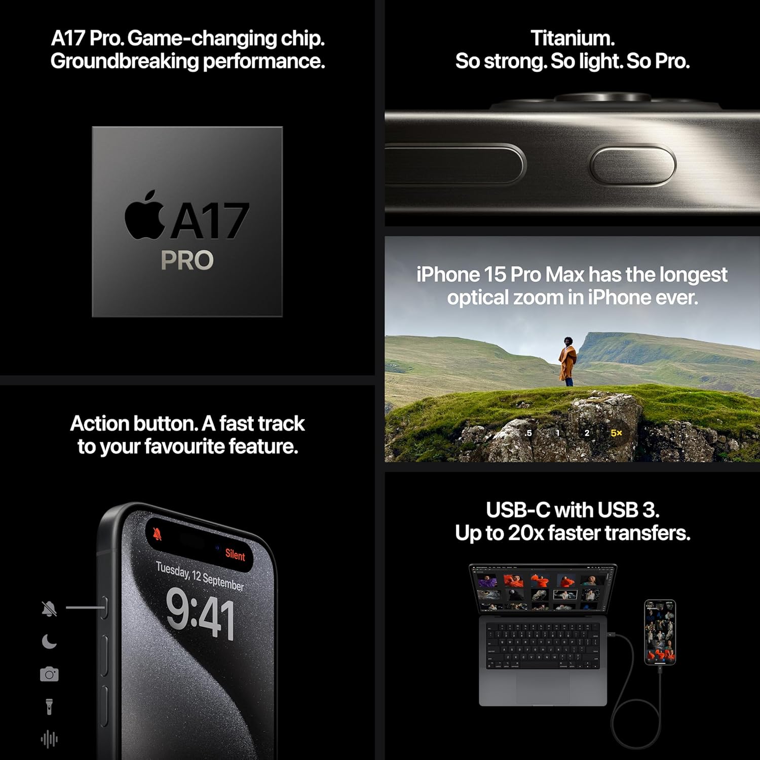 Apple iPhone 15 Pro Max, 512GB, (Black Titanium | White Titanium | Blue Titanium | Natural Titanium) - Image 6