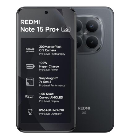 REDMI Note 15 Pro+ 5G (12GB + 256GB) | 200MasterPixel OIS Camera | Snapdragon 7s Gen 4 | CrystalRes AMOLED | IP69/69K | 6500mAh Si/C Battery | 100W HyperCharge (Coffee Mocha | Mirage Blue | Carbon Black)