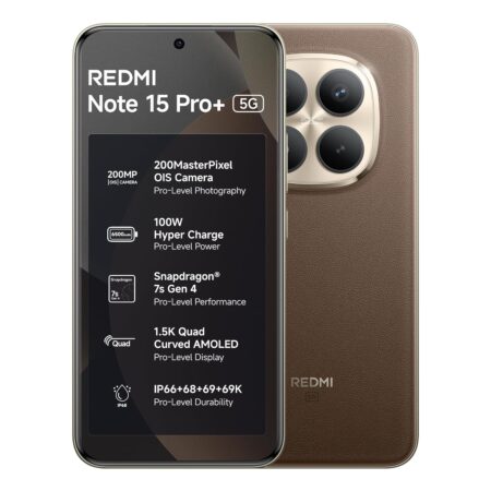 REDMI Note 15 Pro+ 5G (Carbon Black, 8GB + 256GB) | 200MasterPixel OIS Camera | Snapdragon 7s Gen 4 | CrystalRes AMOLED | IP69/69K | 6500mAh Si/C Battery | 100W HyperCharge (Coffee Mocha | Mirage Blue | Carbon Black)